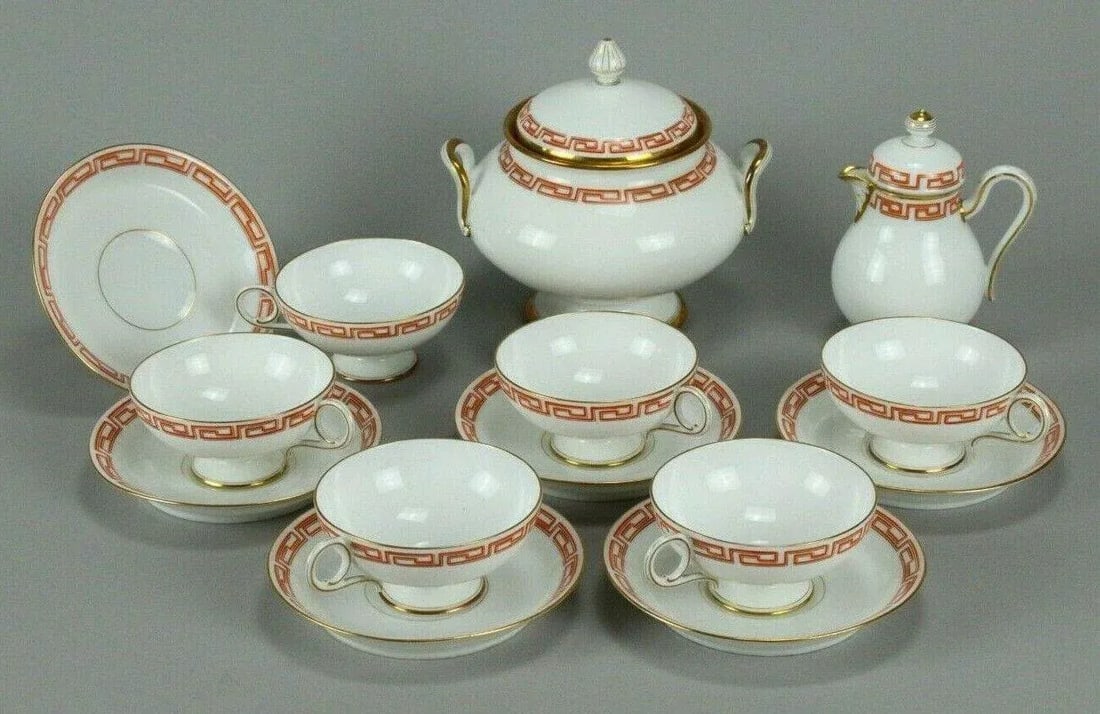 Antique 19th Century Emile Galle Bone China Tea Set for Six- 14 Pieces - 13