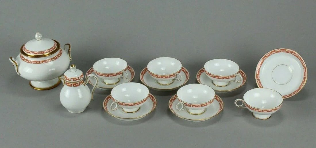 Antique 19th Century Emile Galle Bone China Tea Set for Six- 14 Pieces - 2
