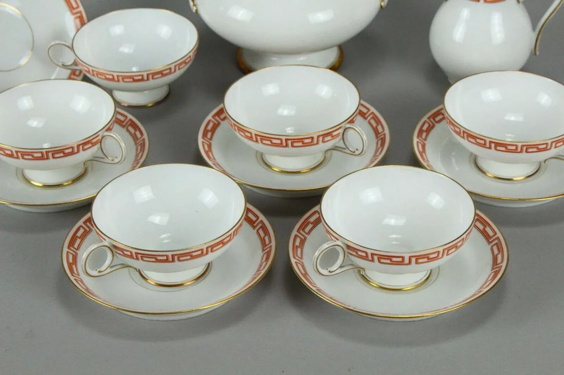 Antique 19th Century Emile Galle Bone China Tea Set for Six- 14 Pieces - 4
