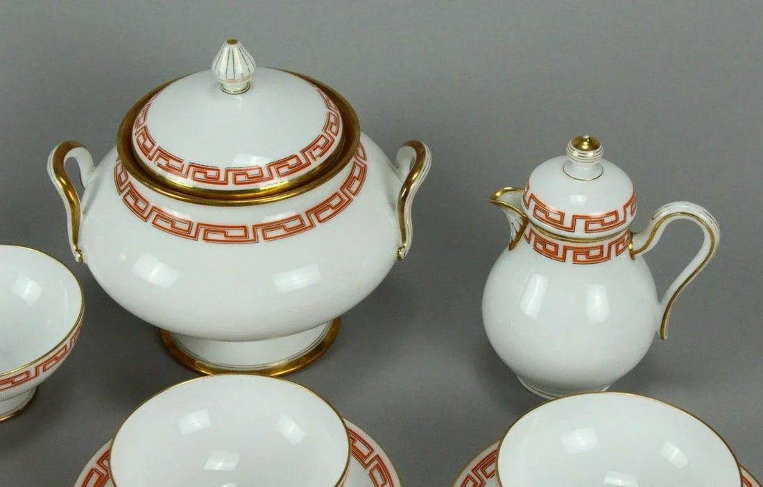 Antique 19th Century Emile Galle Bone China Tea Set for Six- 14 Pieces - 5