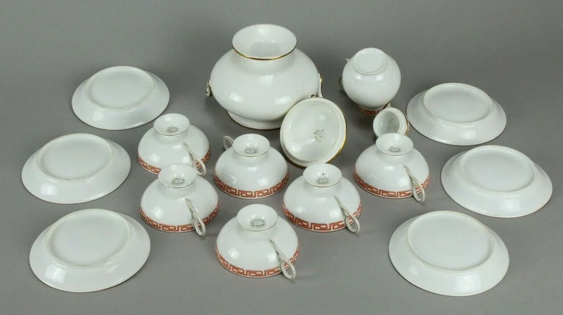 Antique 19th Century Emile Galle Bone China Tea Set for Six- 14 Pieces - 9