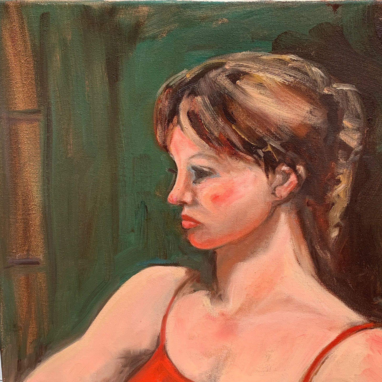 Vintage Original Portrait Painting of a Woman by the Window - 3