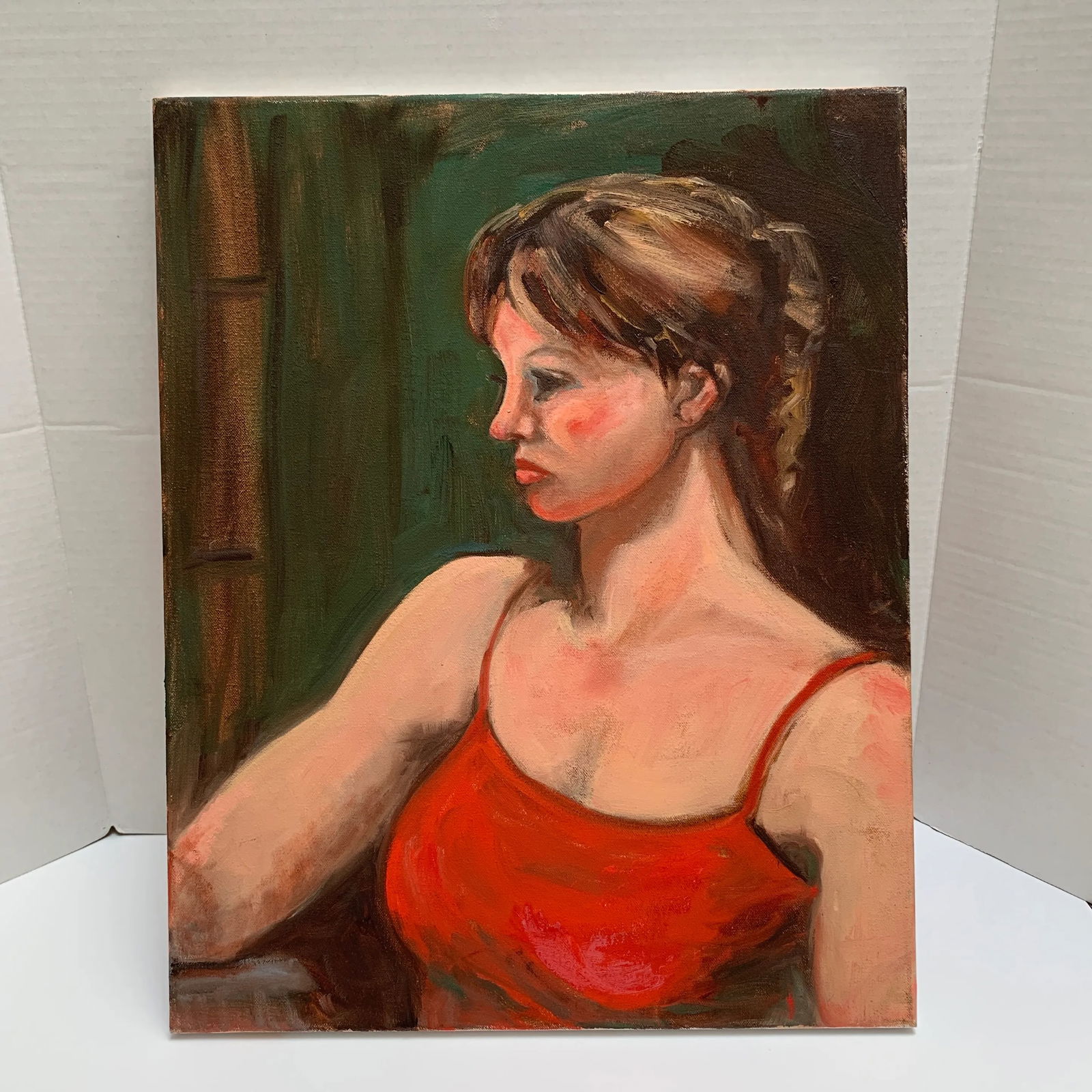 Vintage Original Portrait Painting of a Woman by the Window - 6