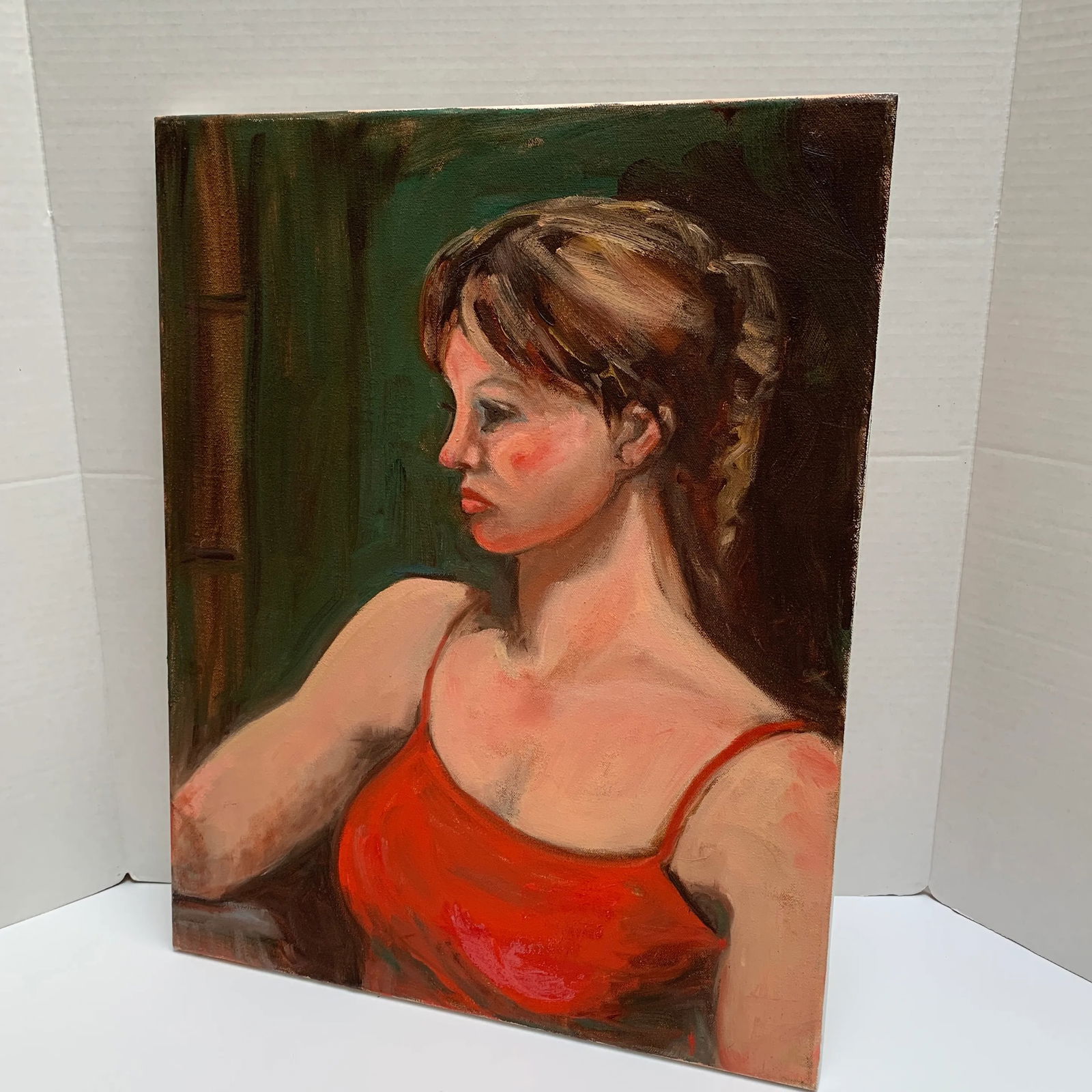 Vintage Original Portrait Painting of a Woman by the Window - 8