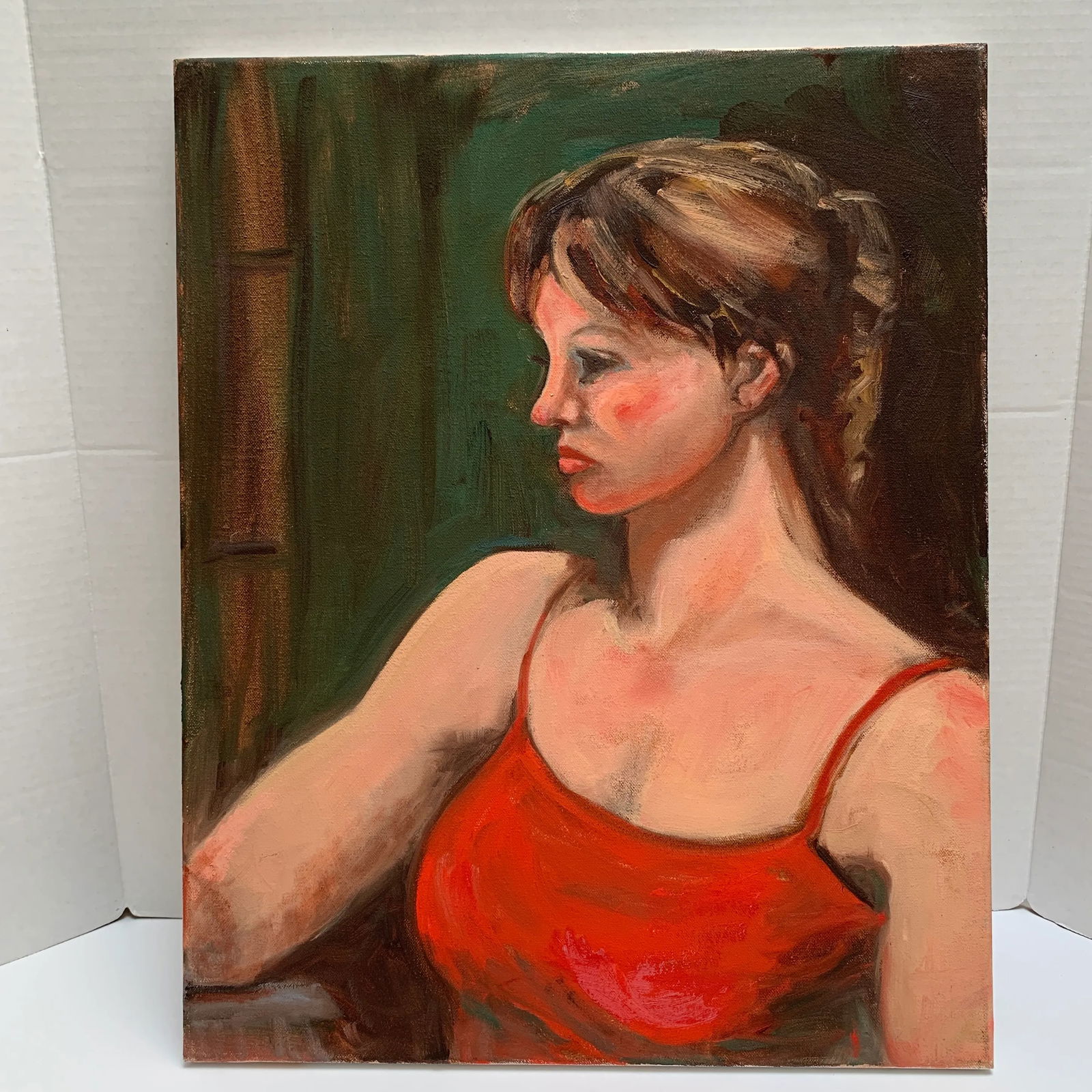 Vintage Original Portrait Painting of a Woman by the Window - 9