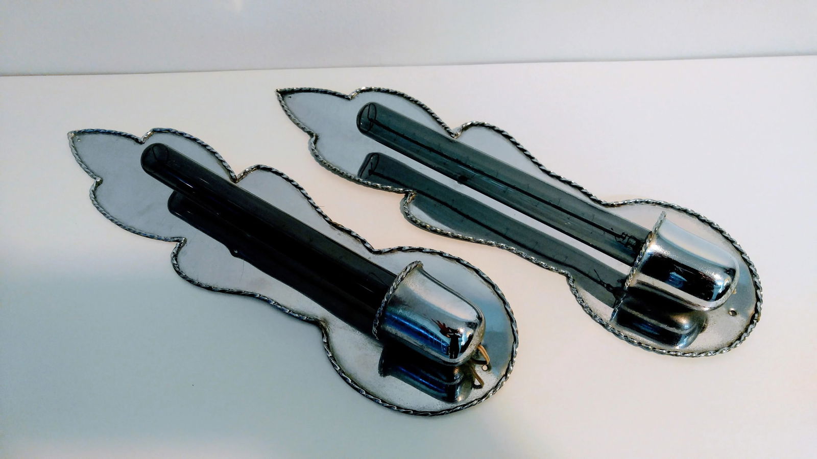 Mid-Century French Sconces in Metal Chrome - a Pair - 2