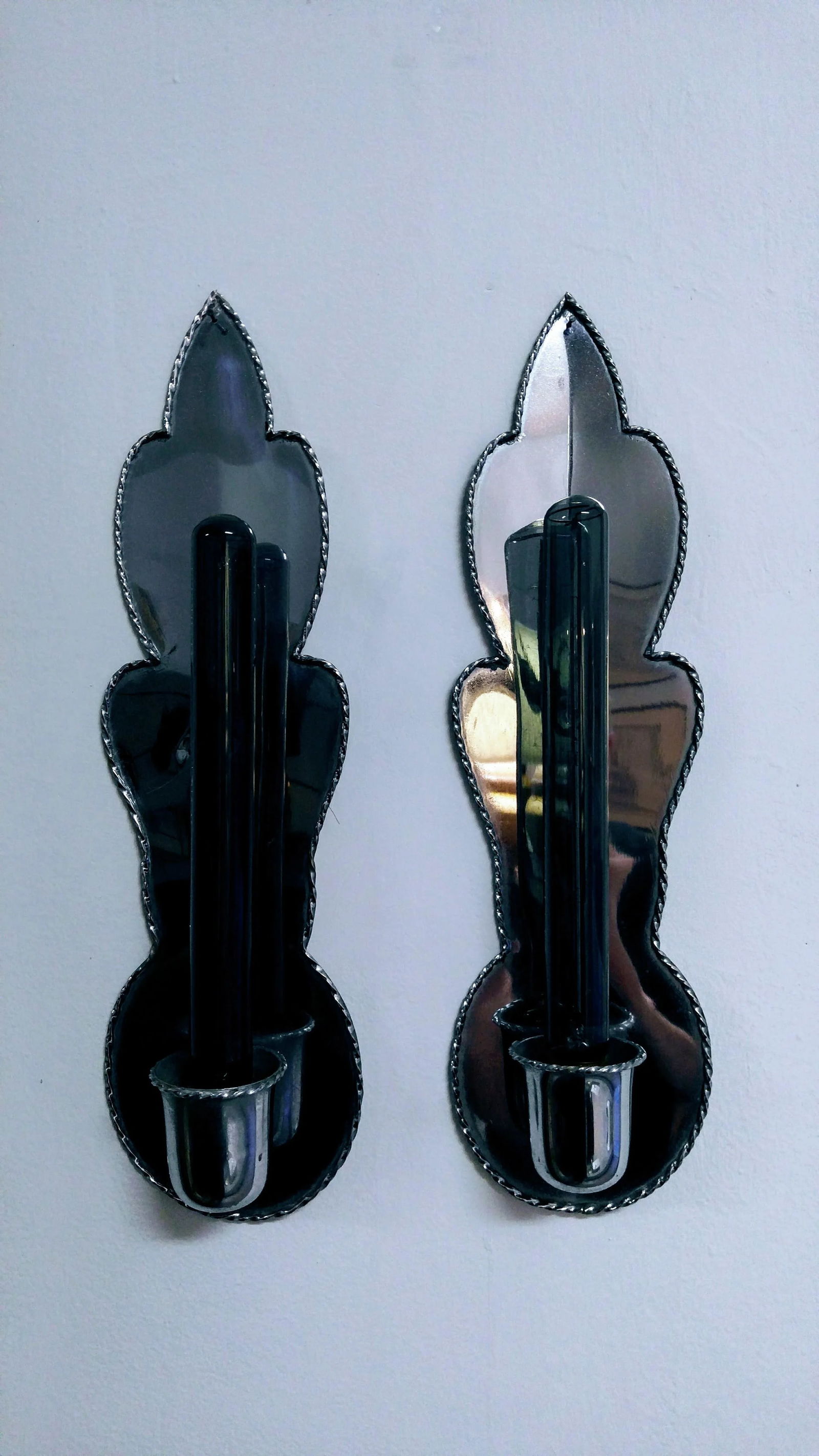 Mid-Century French Sconces in Metal Chrome - a Pair - 5