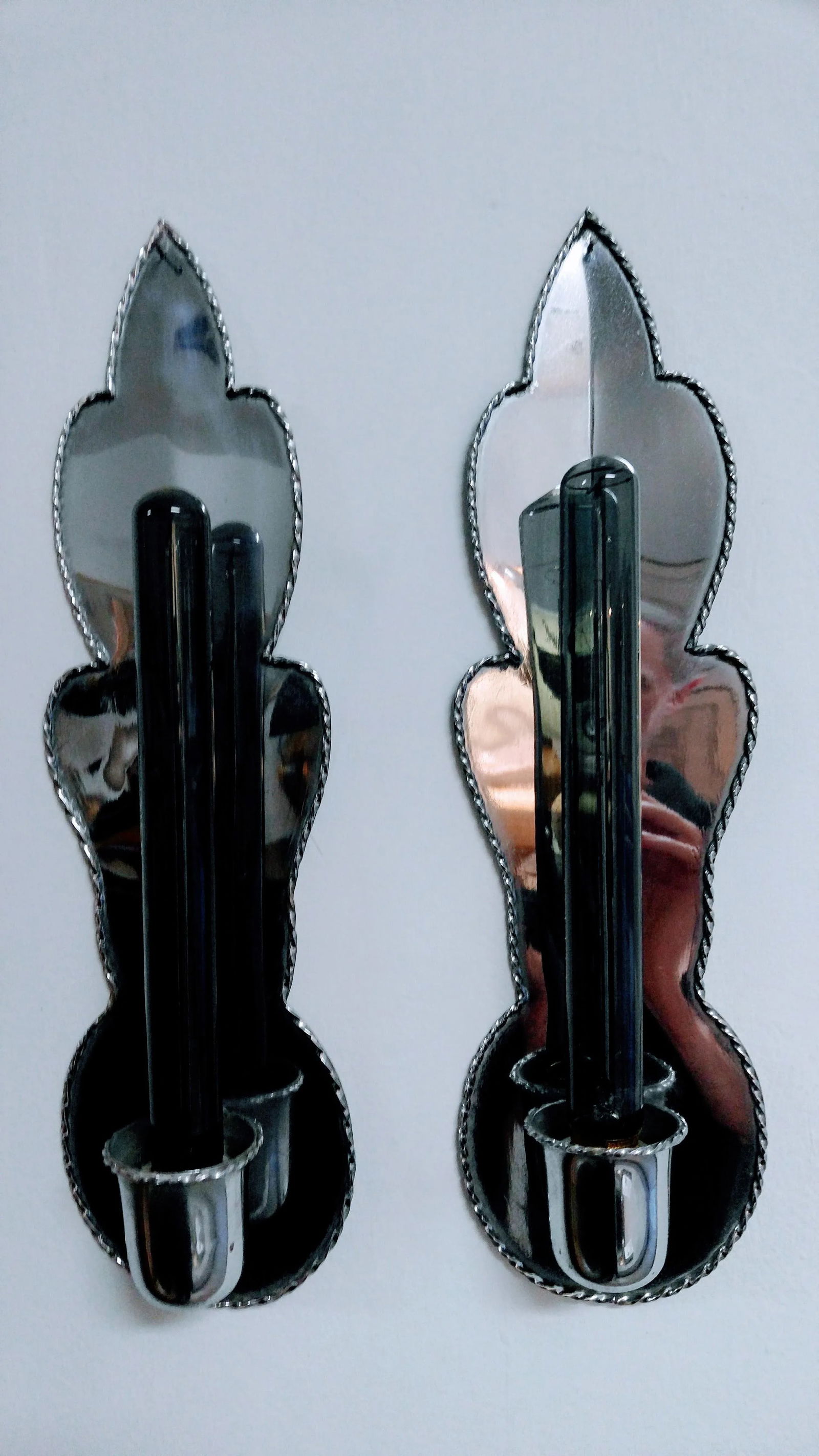 Mid-Century French Sconces in Metal Chrome - a Pair - 6