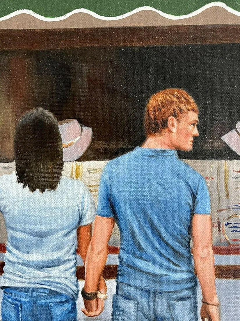 1990s "Greener Grass" Realist Figurative Oil Painting by Irv Rudley, Framed - 4