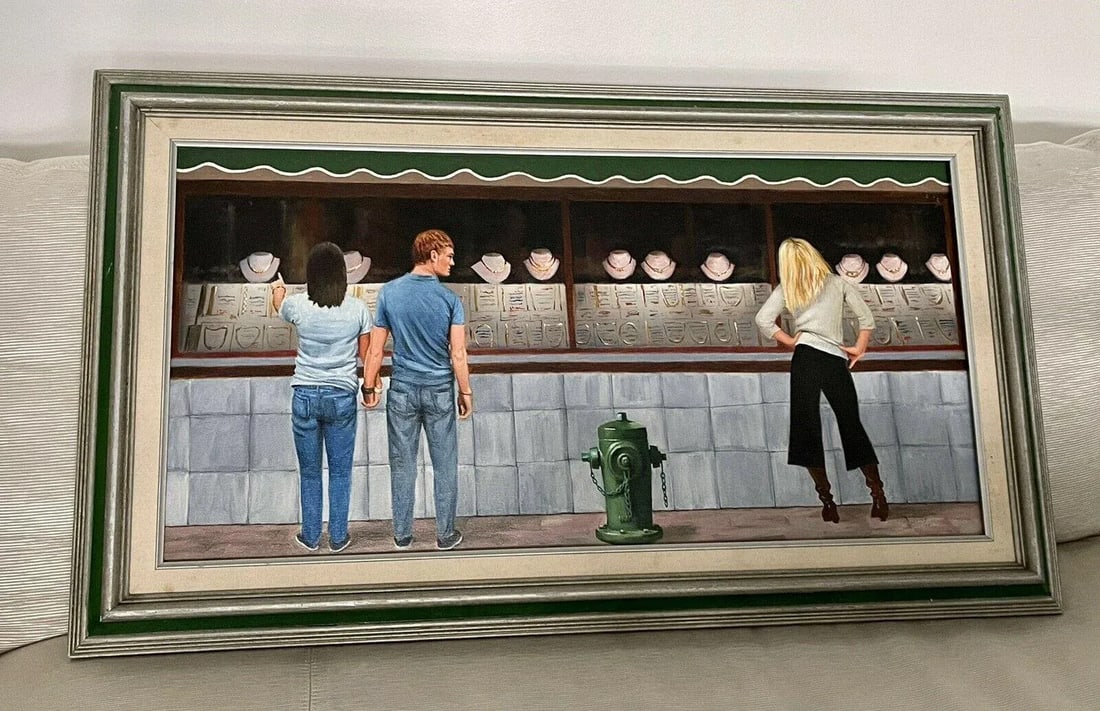 1990s "Greener Grass" Realist Figurative Oil Painting by Irv Rudley, Framed - 7