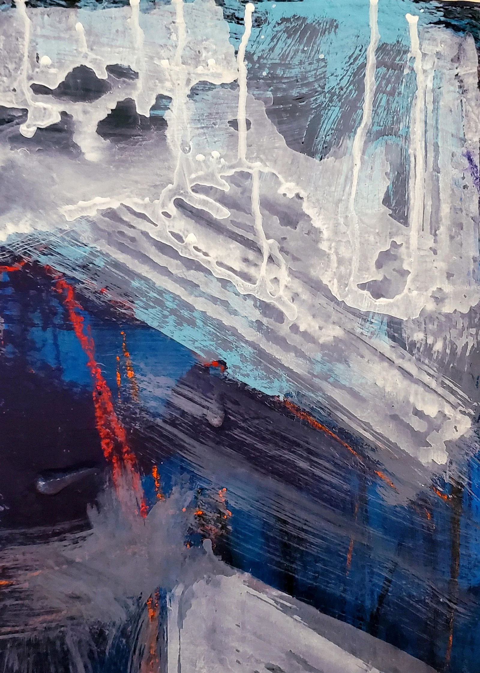 Blue Empire 2022 Architectural Acrylic, Crayon and Graphite Painting, Hugh Keating - 3