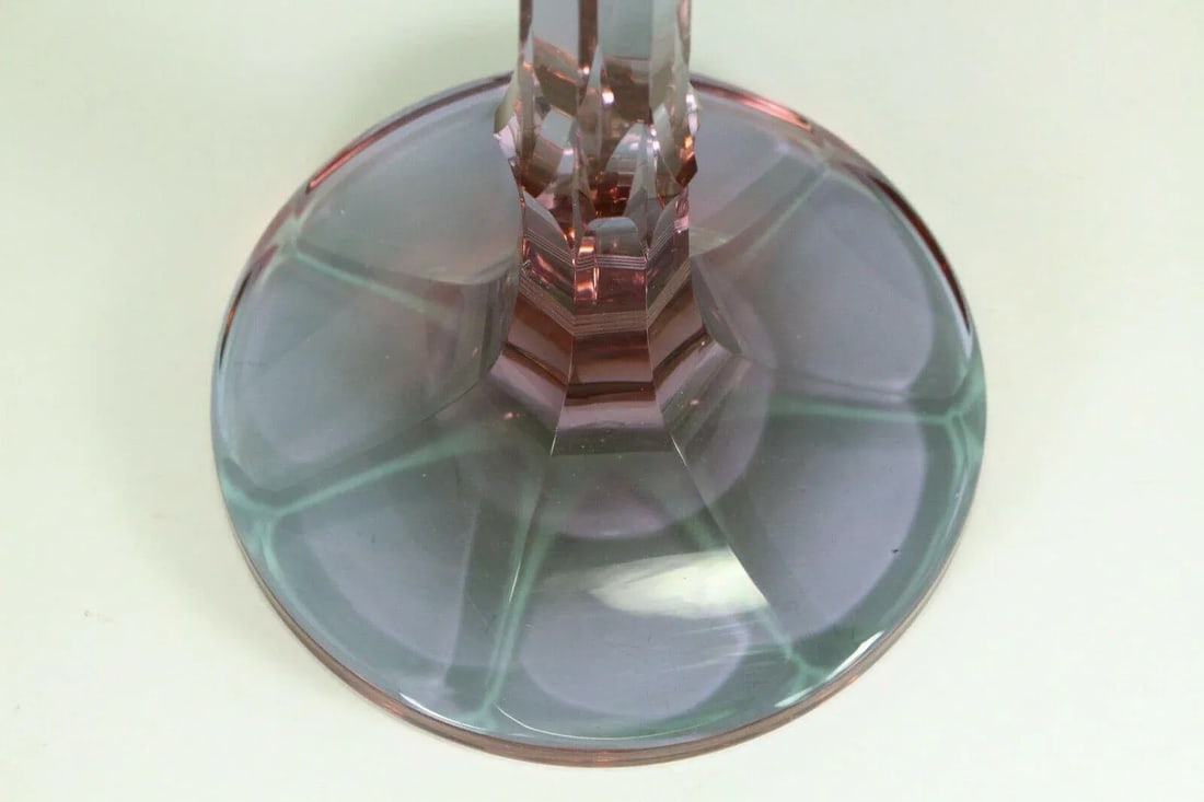 Moser Hand Blown Crystal Candlestick Alexandrit Glass Signed - 12