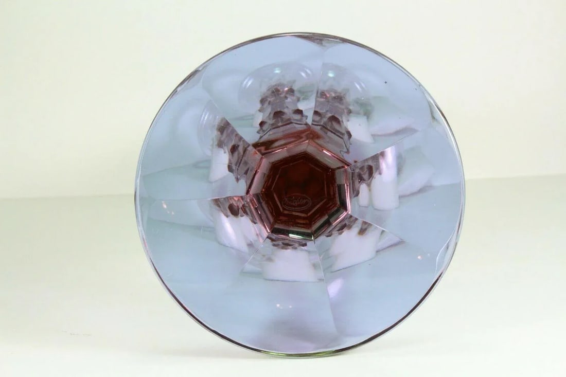 Moser Hand Blown Crystal Candlestick Alexandrit Glass Signed - 5