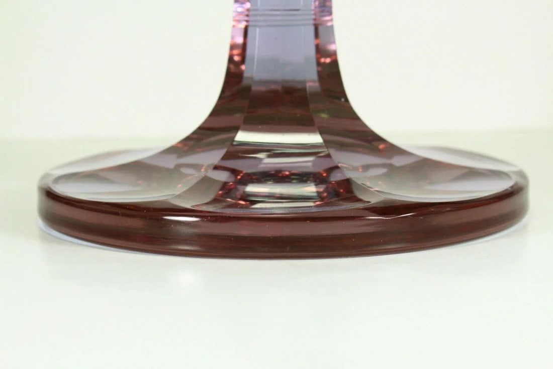 Moser Hand Blown Crystal Candlestick Alexandrit Glass Signed - 7