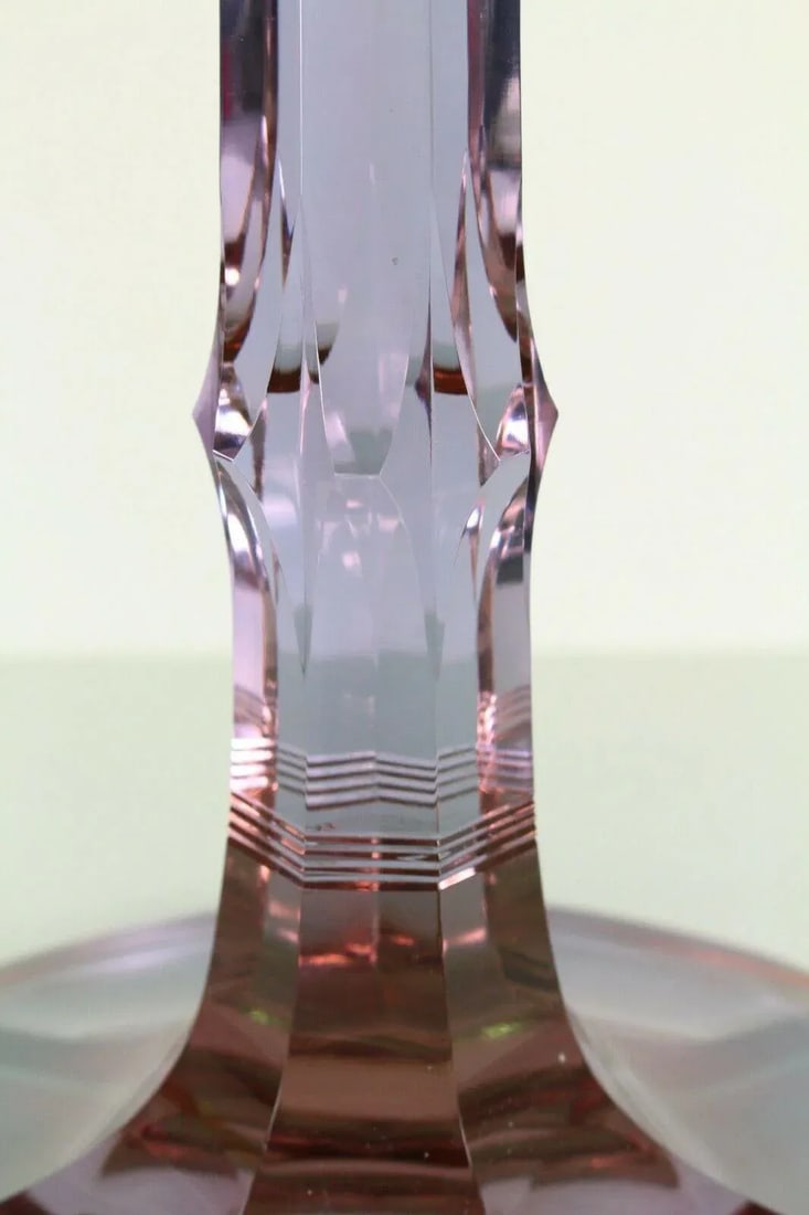 Moser Hand Blown Crystal Candlestick Alexandrit Glass Signed - 9