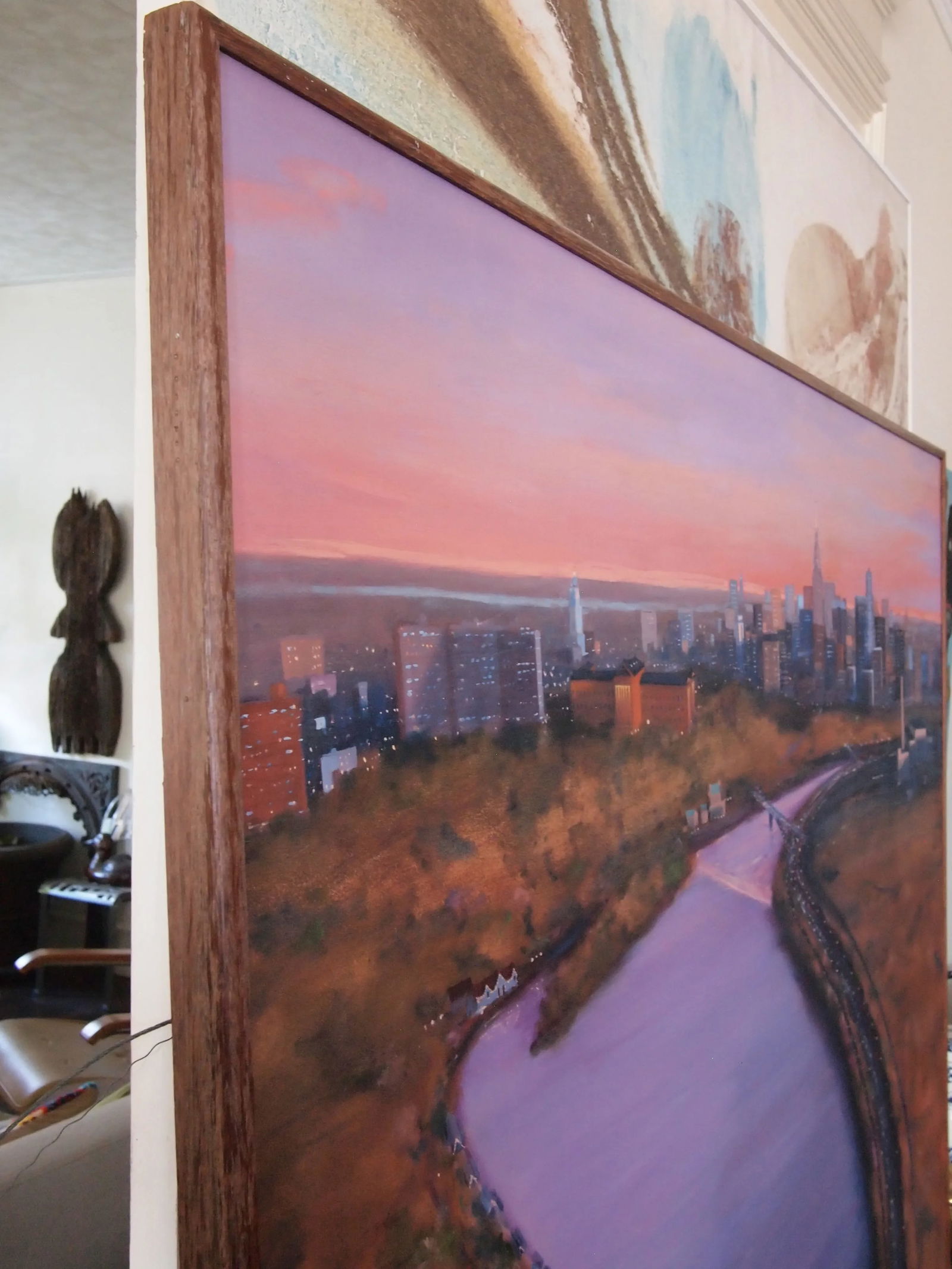 1990s Original John J. DeVlieger Philadelphia Cityscape Oil Painting, Framed - 12