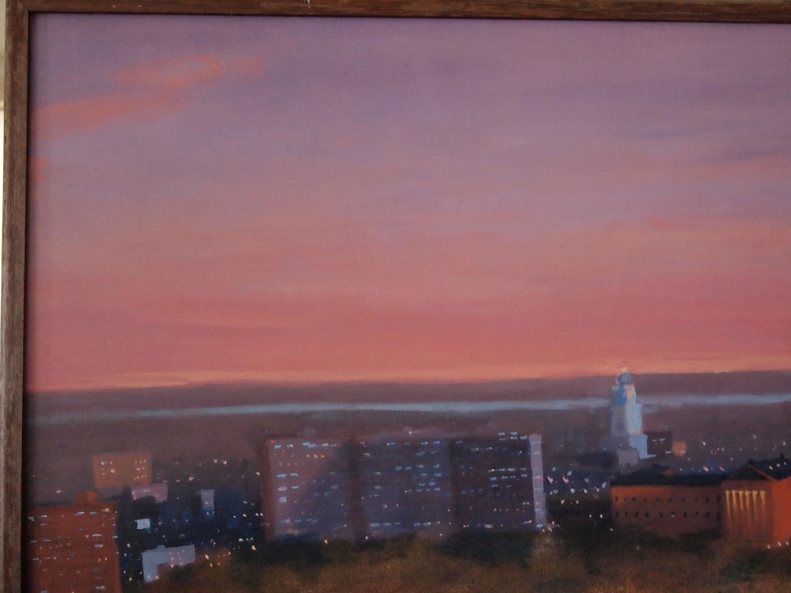 1990s Original John J. DeVlieger Philadelphia Cityscape Oil Painting, Framed - 3