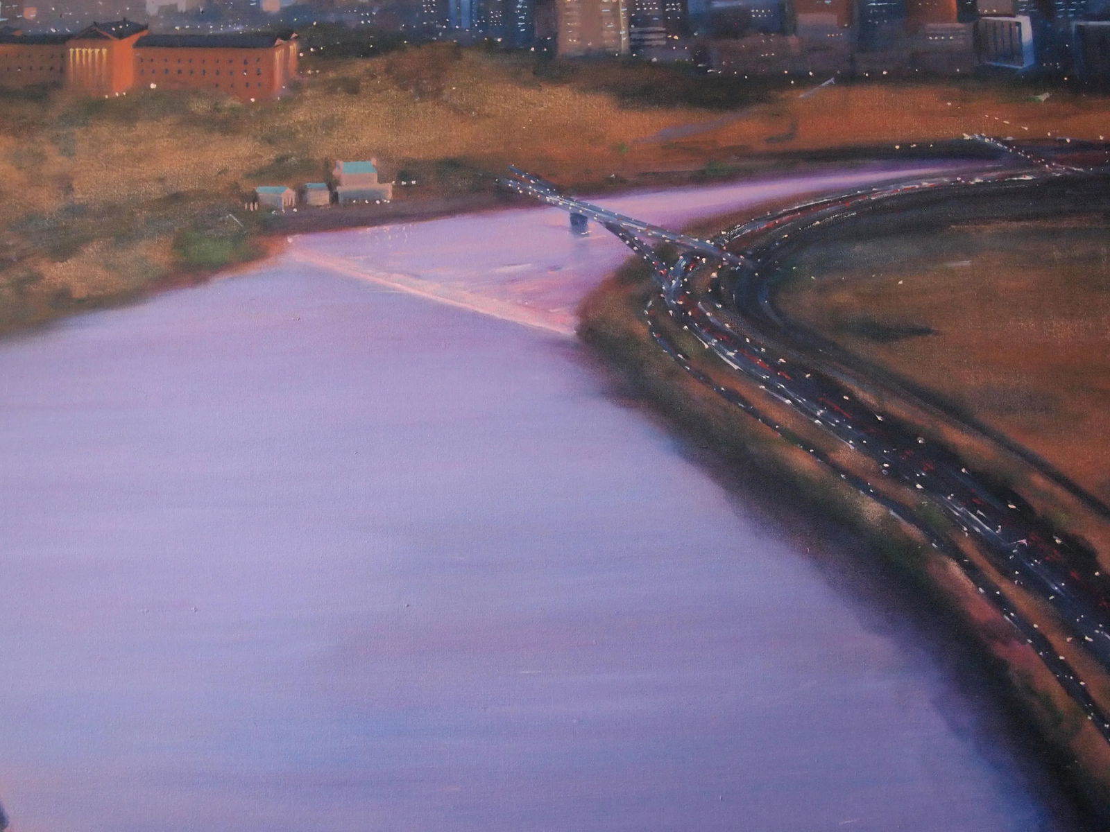 1990s Original John J. DeVlieger Philadelphia Cityscape Oil Painting, Framed - 8