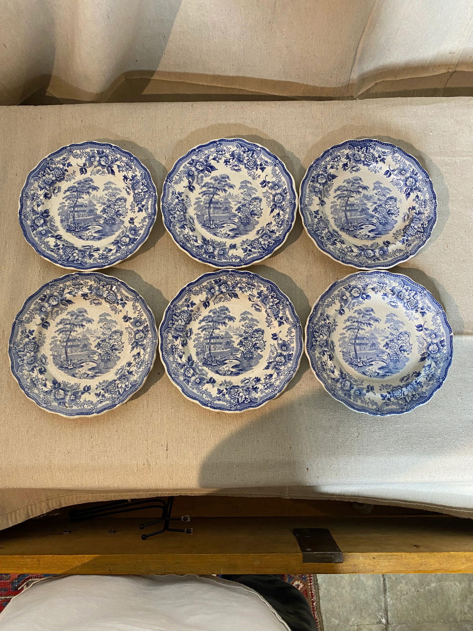 Antique Staffordshire Transferware Small Plates- Set of 6 - 5
