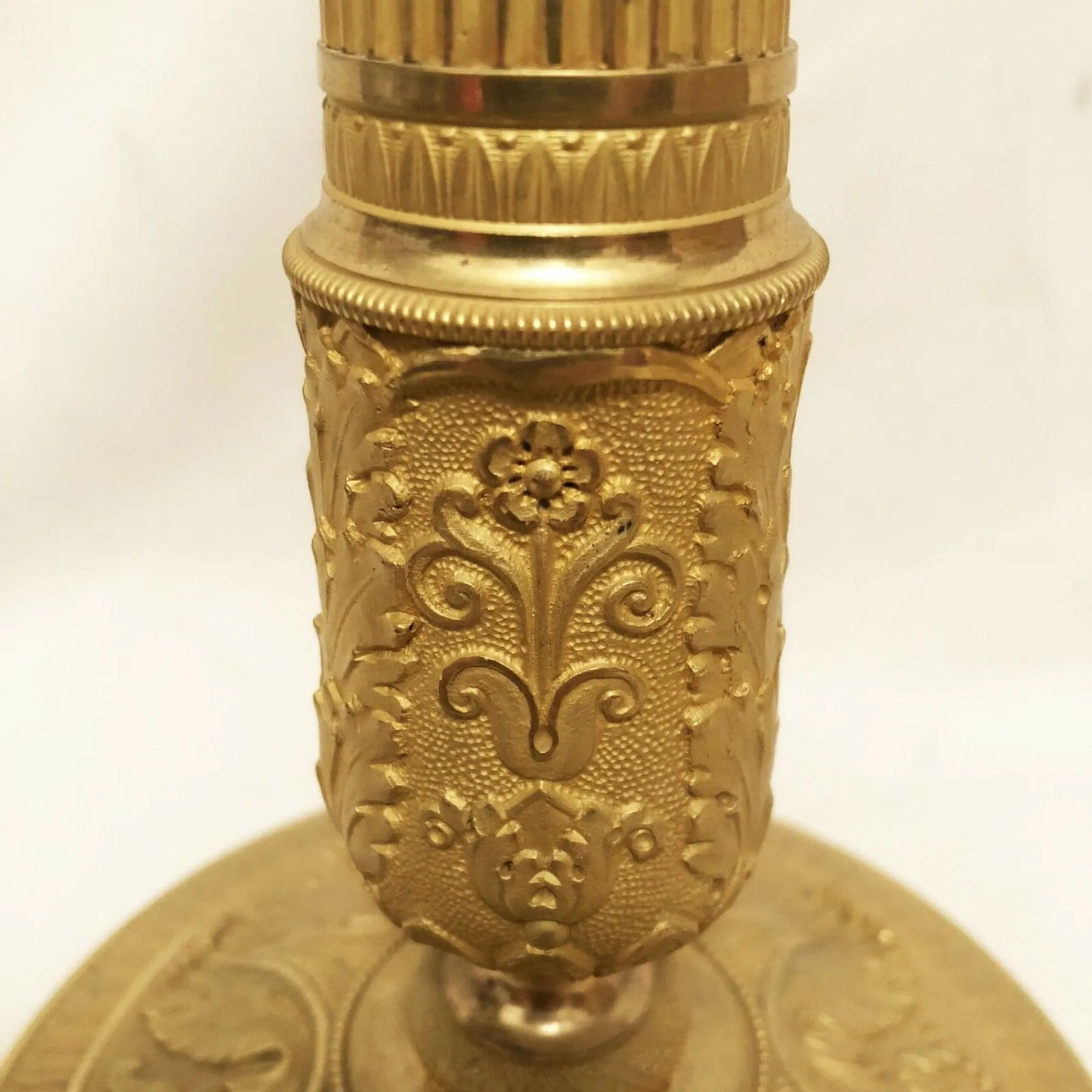 French Empire Gilt Bronze Ormulu Candlesticks - a Pair - 4