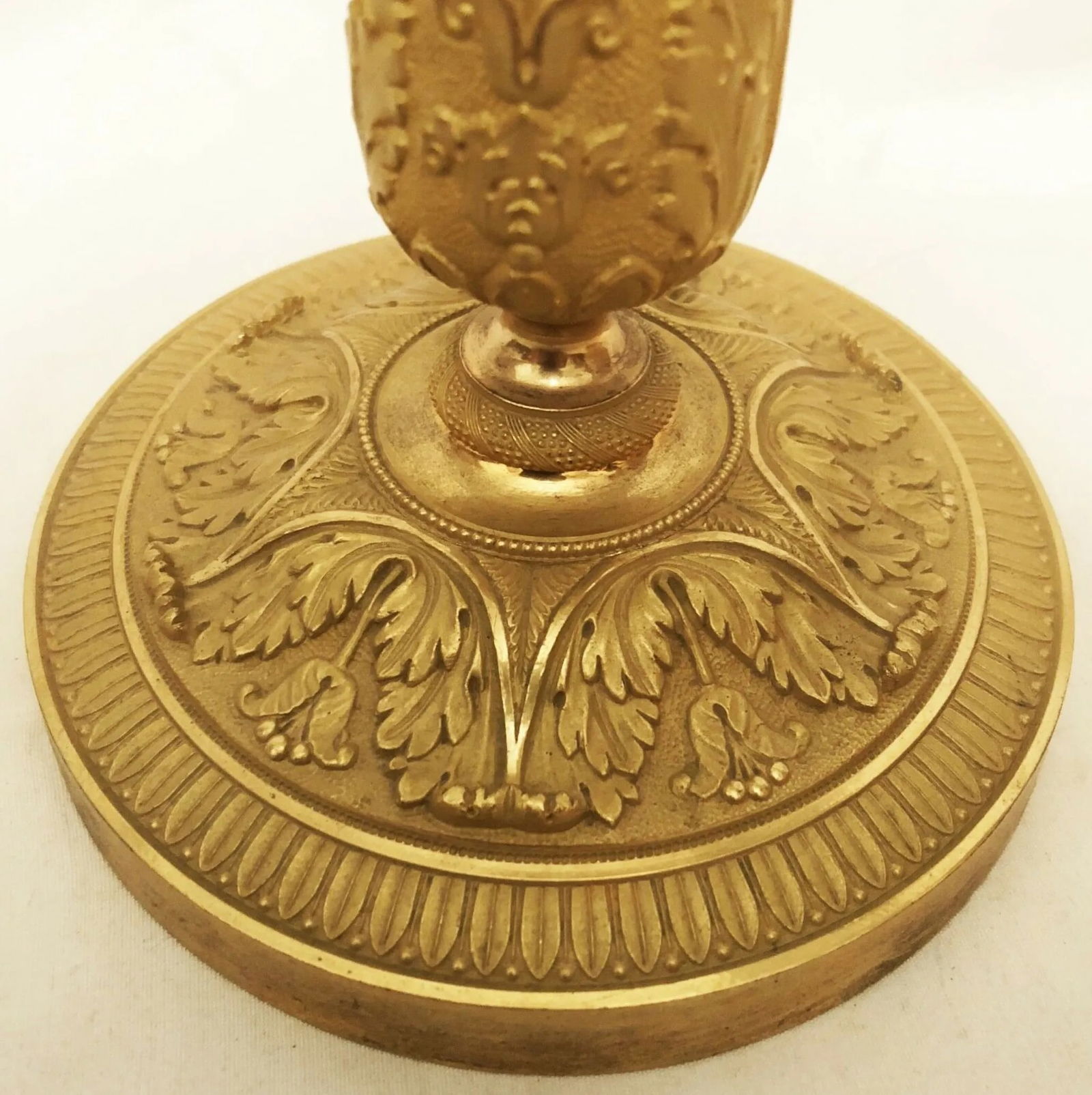 French Empire Gilt Bronze Ormulu Candlesticks - a Pair - 6