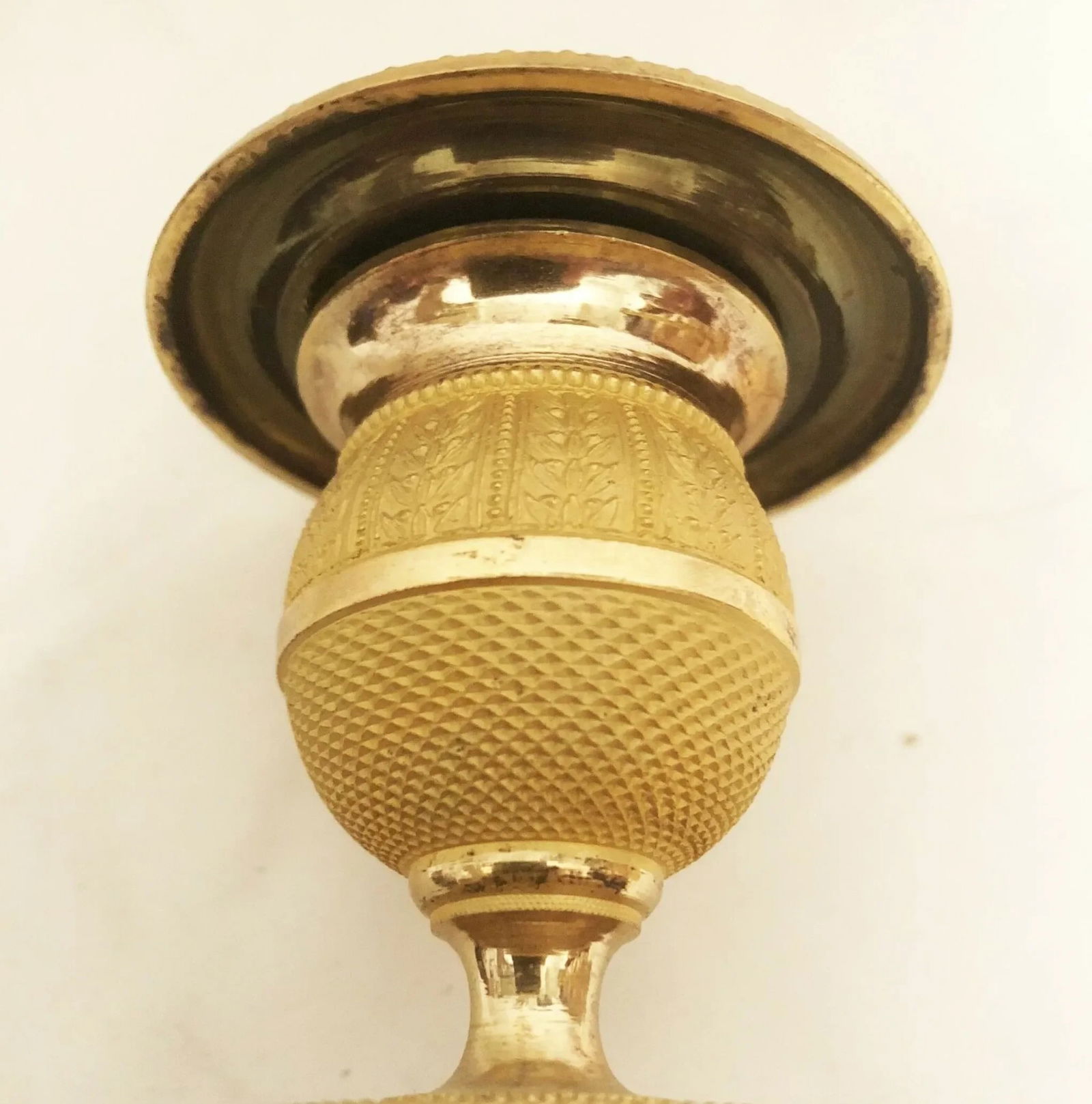 French Empire Gilt Bronze Ormulu Candlesticks - a Pair - 7