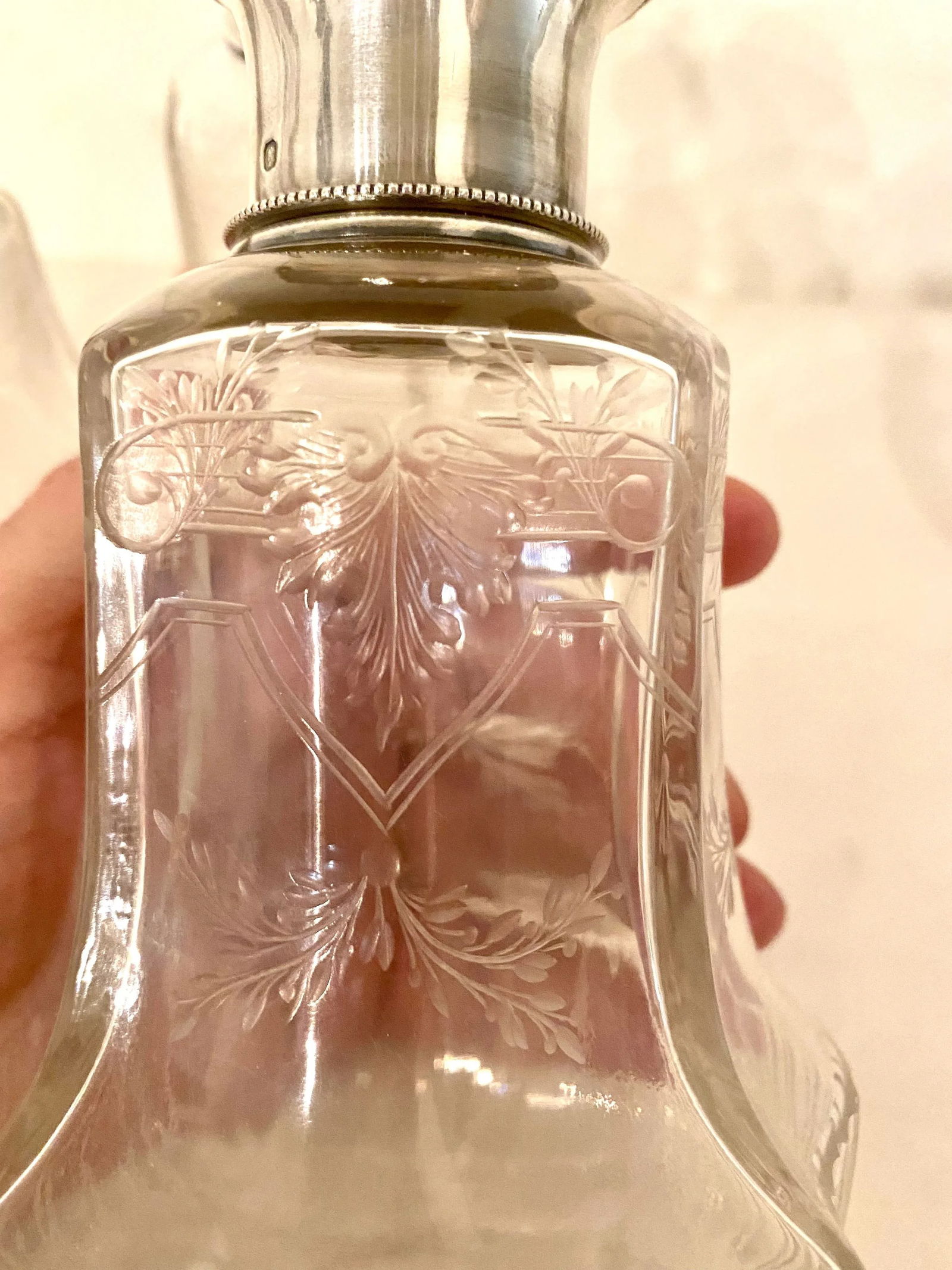 Antique Baccarat-Style Sterling and Crystal Perfume Bottles Vanity Set- 7 Pieces - 4