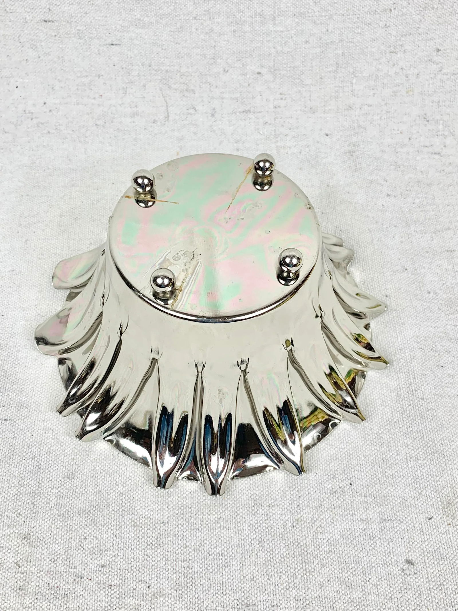 Vintage Metal Ruffled Edge Small Serving Bowl - 8