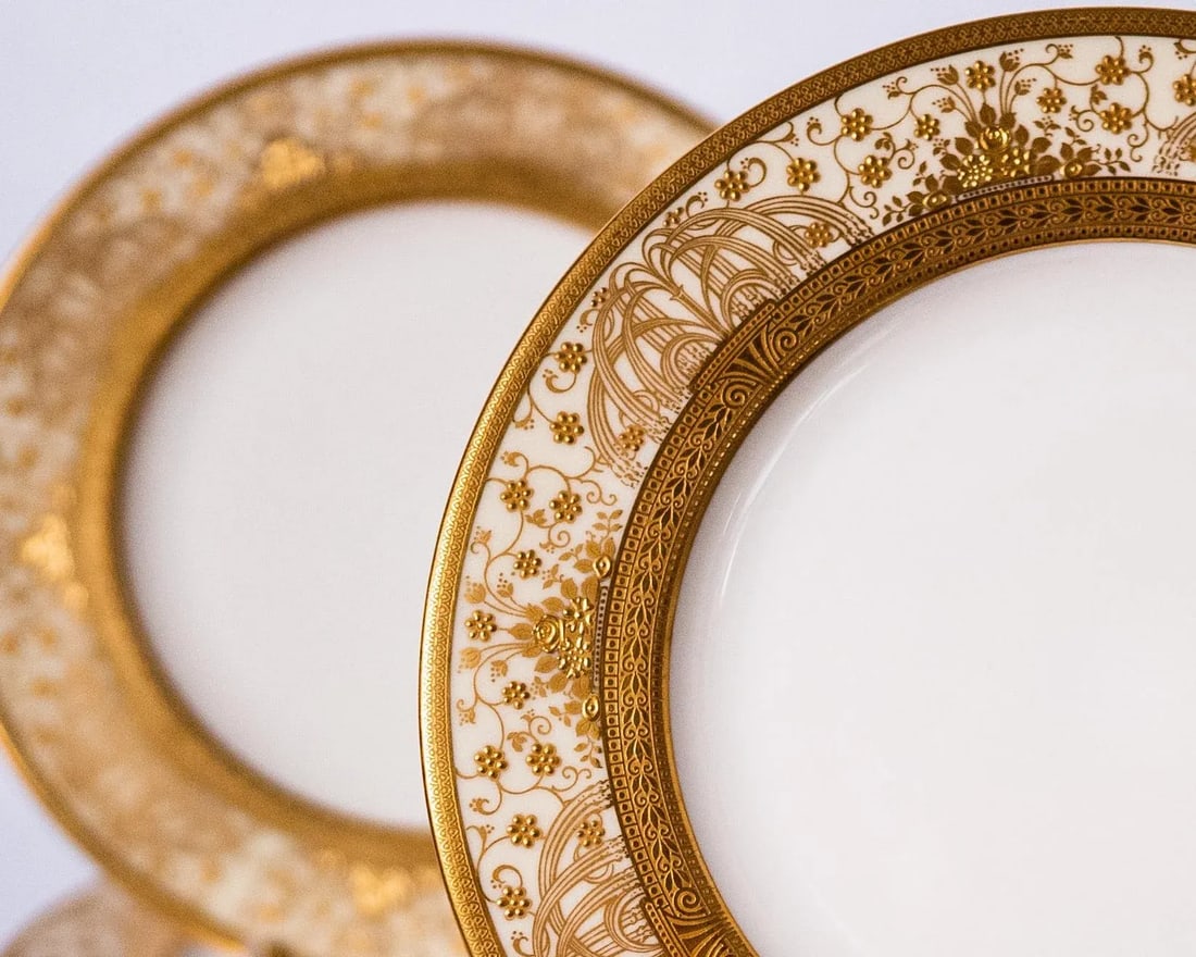 Antique Gilt Encrusted Dessert-Lunch Plates for Marshall Fields Chicago - Set of 12 - 2