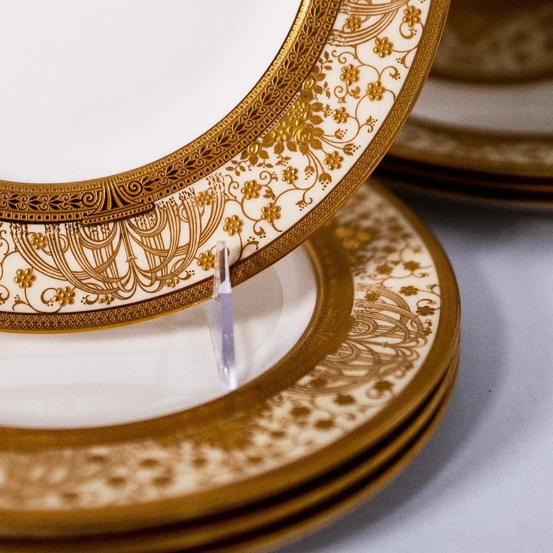 Antique Gilt Encrusted Dessert-Lunch Plates for Marshall Fields Chicago - Set of 12 - 3