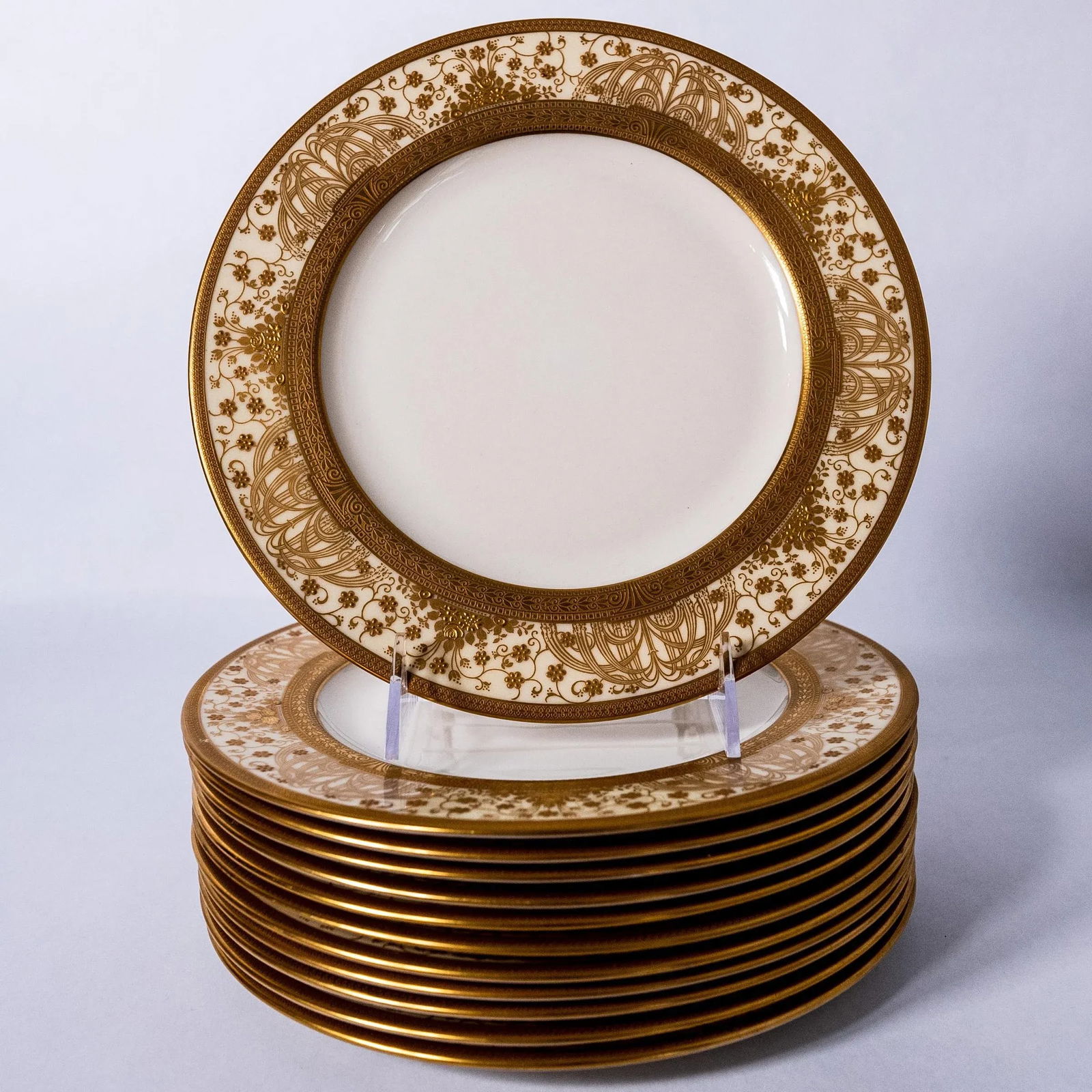 Antique Gilt Encrusted Dessert-Lunch Plates for Marshall Fields Chicago - Set of 12 - 6