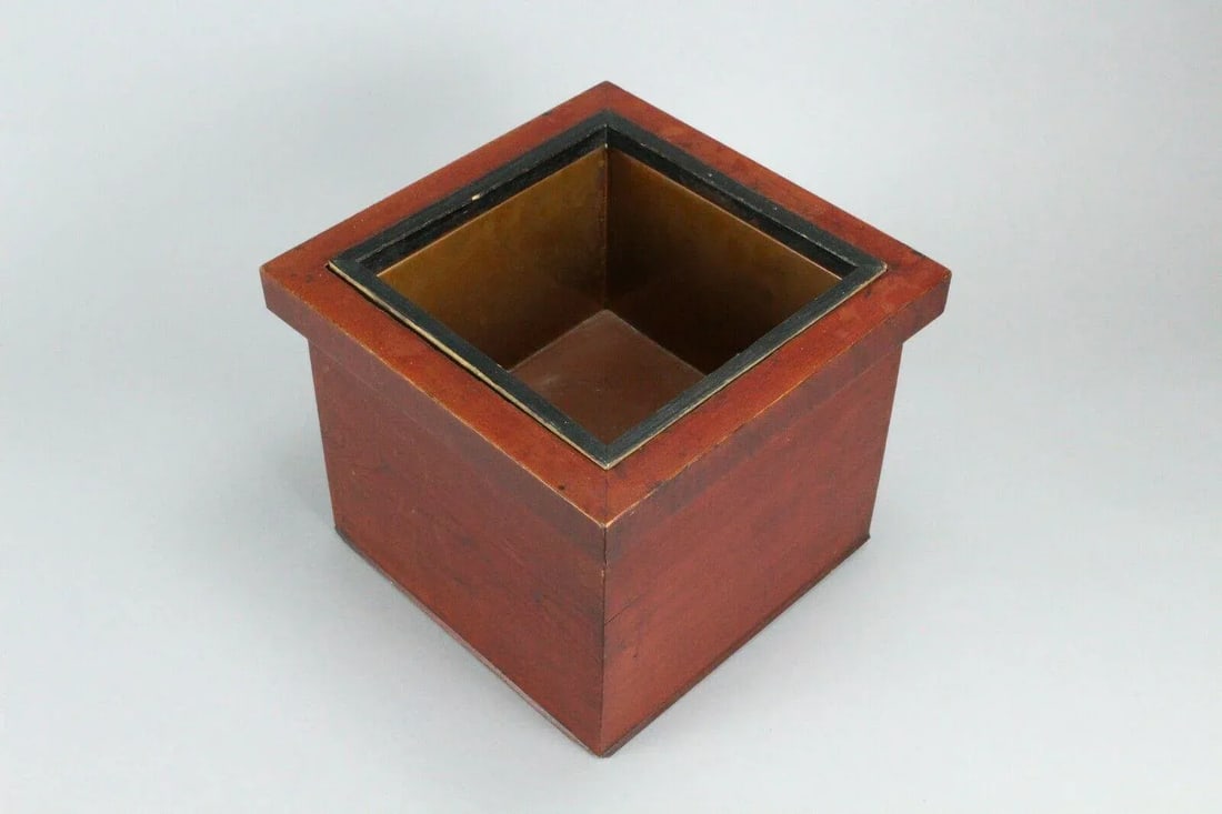Meiji Period Japanese Hibachi Wood & Copper, Marked - 3