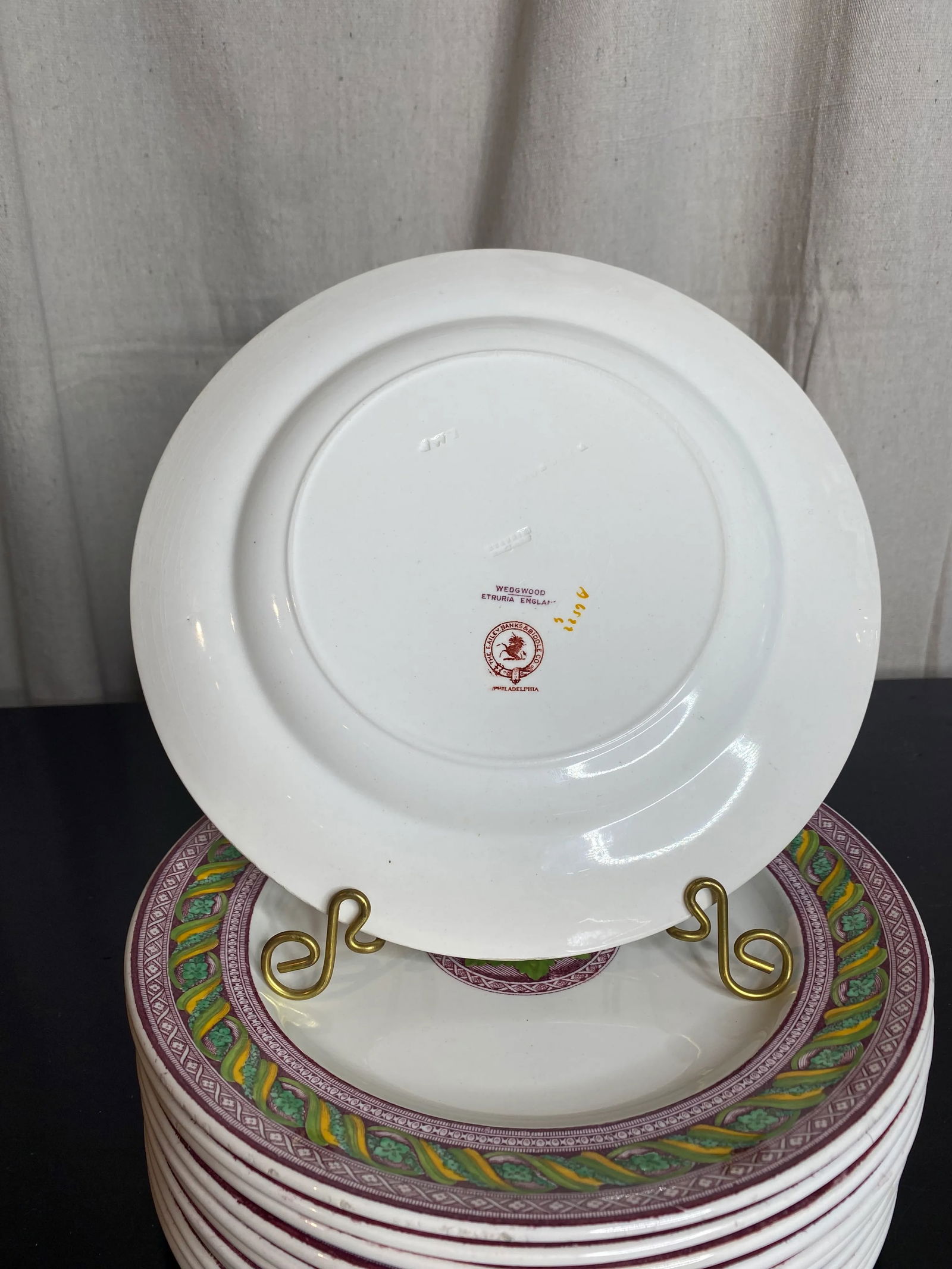 Antique Set of 12 Wedgwood Hand -Painted Plates - 5