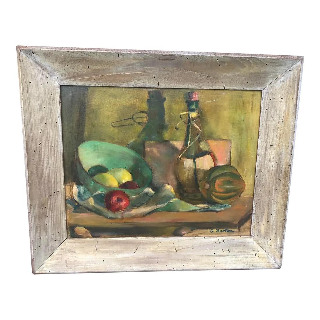 Vintage Still Life Painting of Fruit and Wine, Framed (1 of 8)