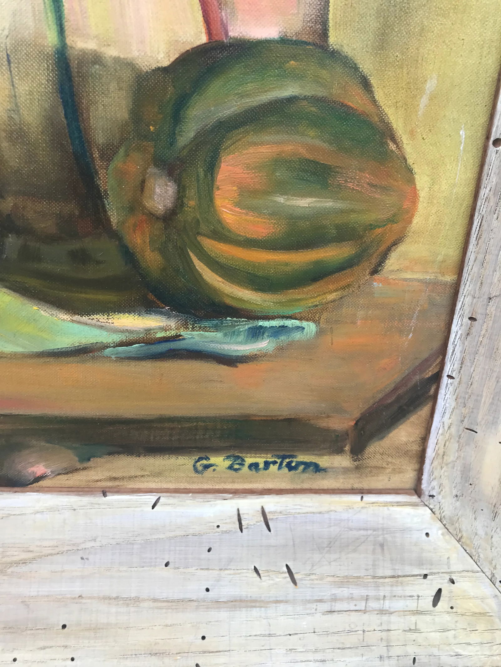 Vintage Still Life Painting of Fruit and Wine, Framed - 3