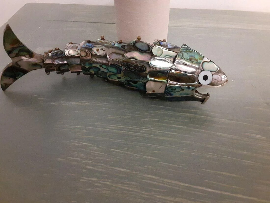 1960s Mid-Century Modern Los Castillo Taxco Abalone Fish Bottle Opener - 6