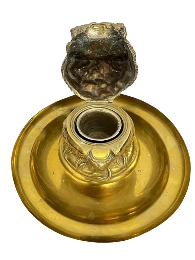1900 - 1909 Bronze DorÃ© Dog Inkwell - 3