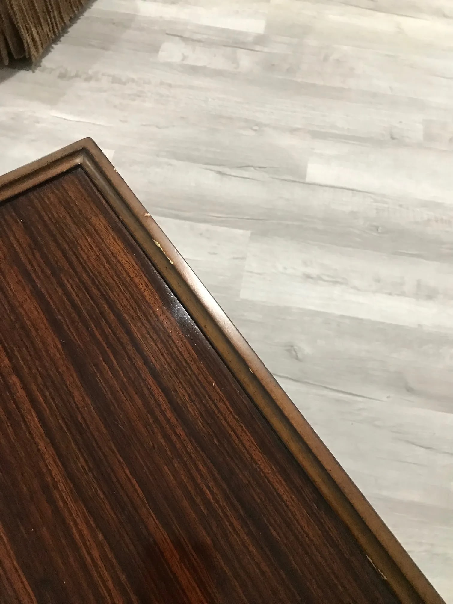 Square Topped Walnut Table With Bronze Base - 5