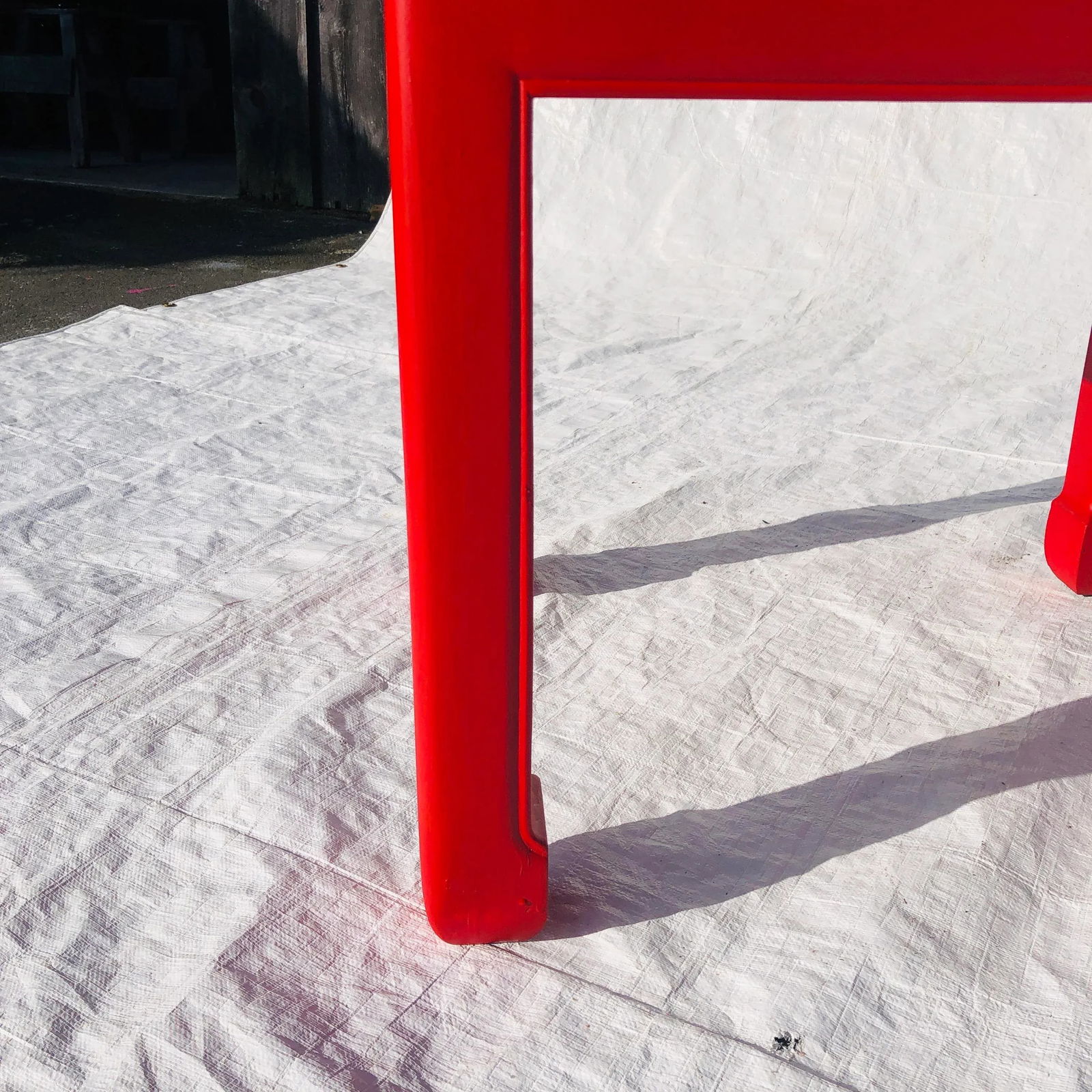 Vintage Chinese Ming Style Solid Mahogany New Painted in Red Side Table - 6