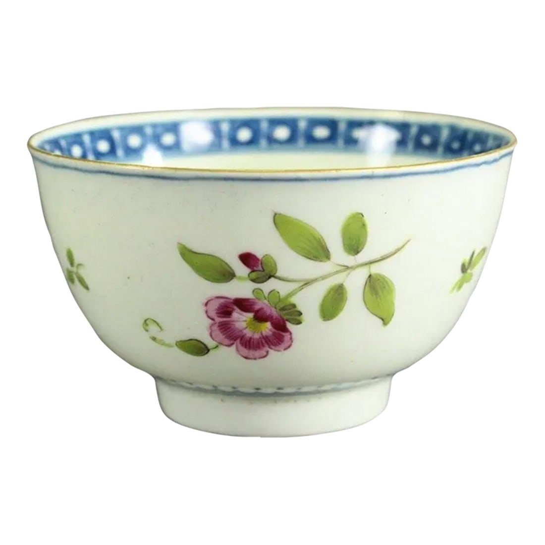 1751-1783 Worcester Tea Cup Egg Shell Porcelain, Blue Crescent Mark, Hand Painted Flowers (1 of 13)