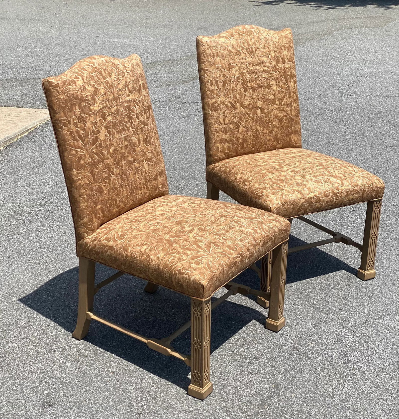 Vintage Side Chairs in Fortuny Fabric - a Pair - 2