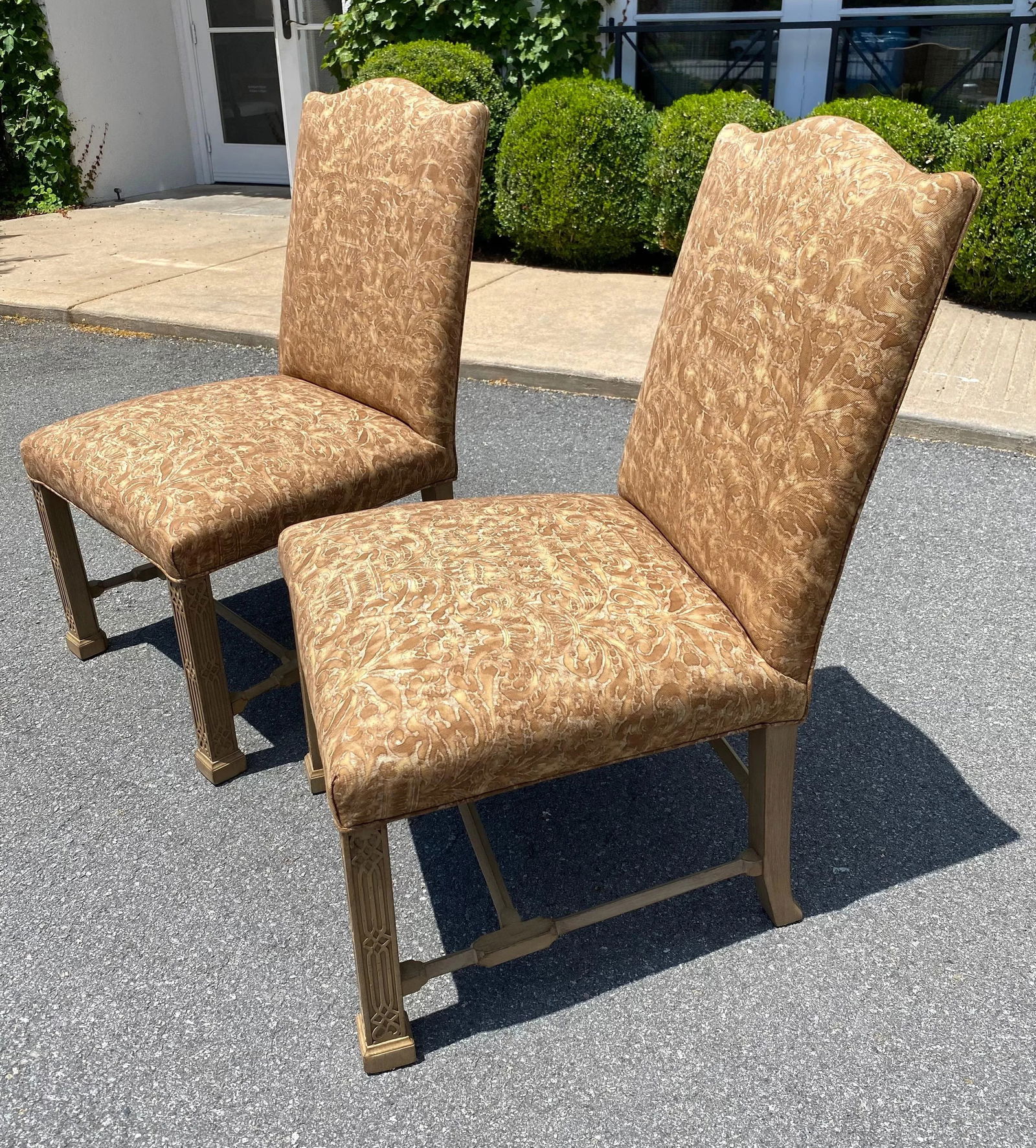 Vintage Side Chairs in Fortuny Fabric - a Pair - 3