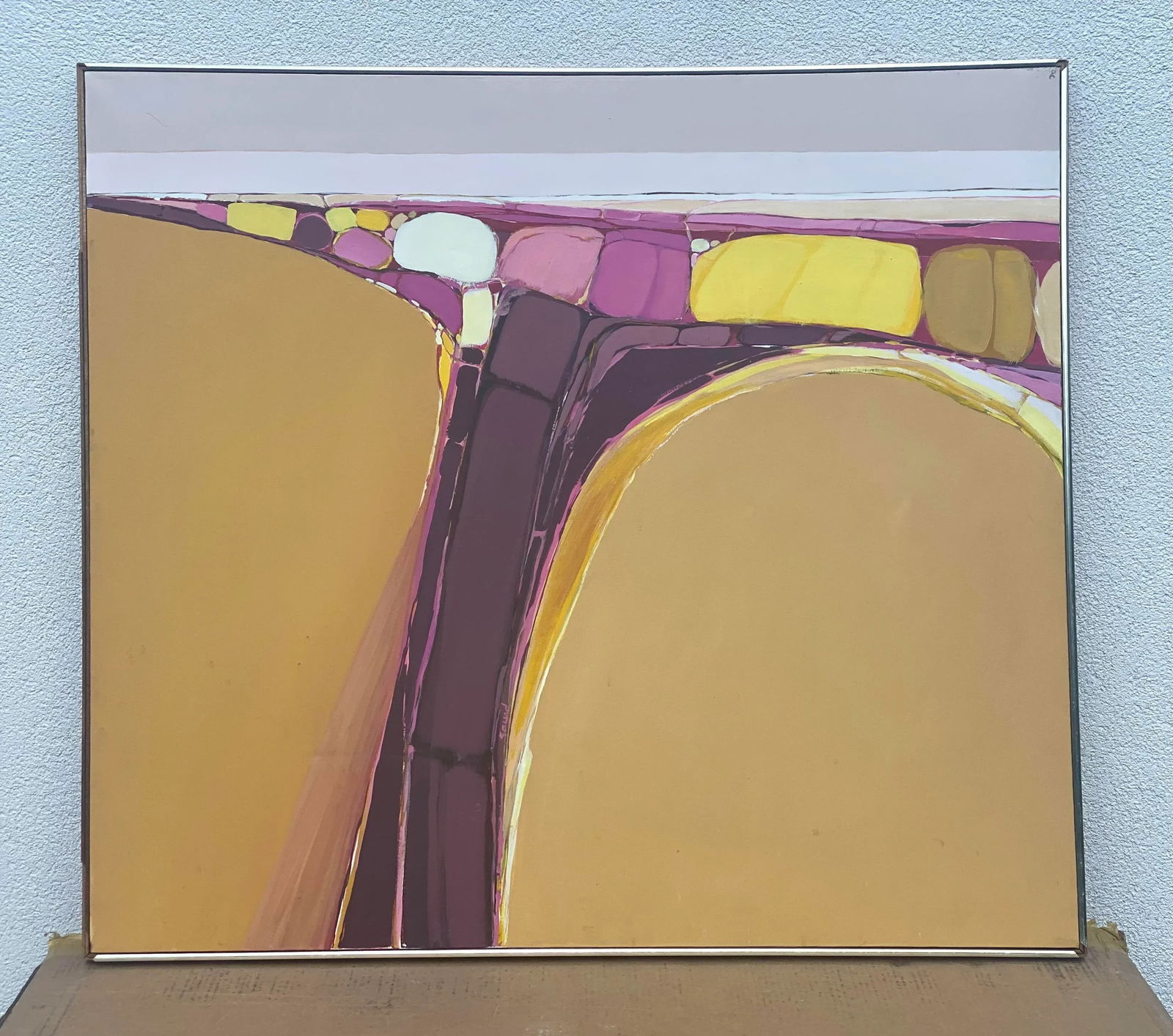 Vintage Mixed Media Modern Abstract on Canvas - 12