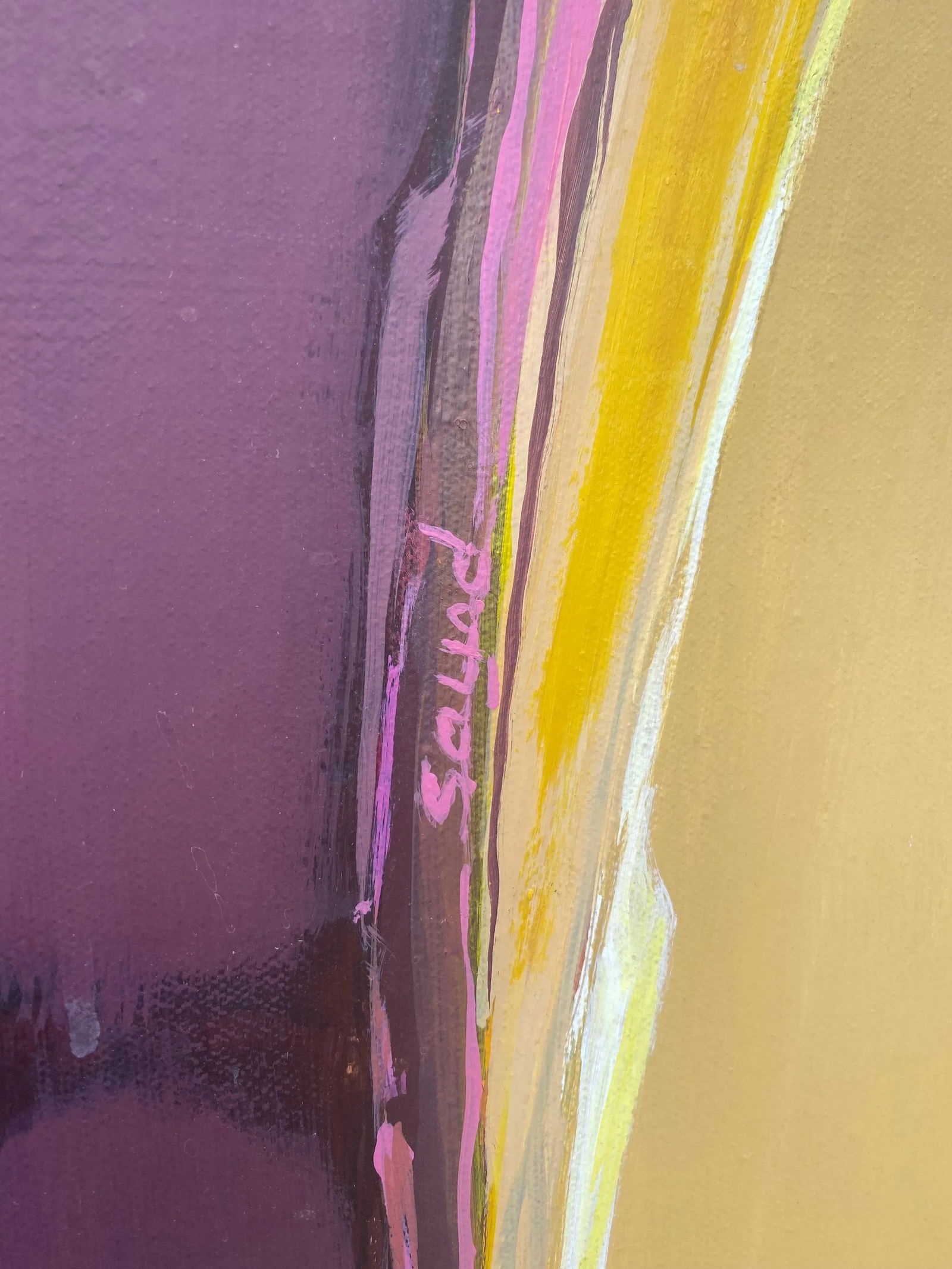 Vintage Mixed Media Modern Abstract on Canvas - 9