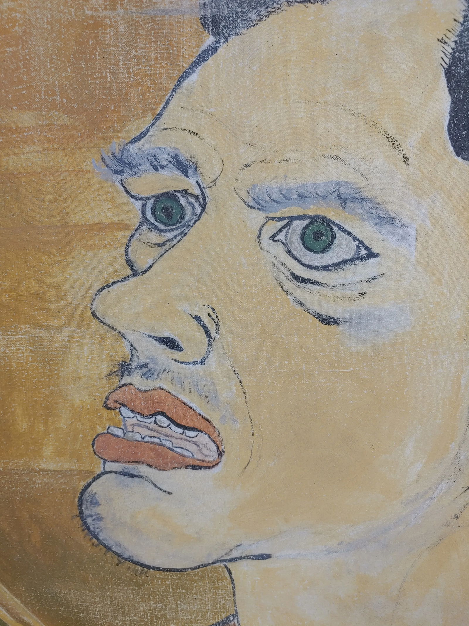 Late 20th Century Japanese Expressionist Dry Brush Portrait of a Man, Framed - 2