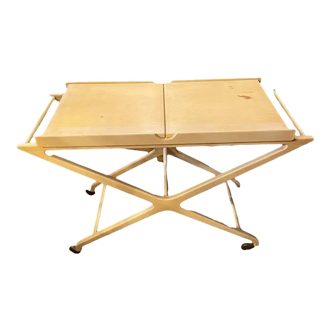 1950s Baker Furniture Expandable Oak and Cork Top Bar Cart by Italian Designer Cesare Lacca (1 of 8)