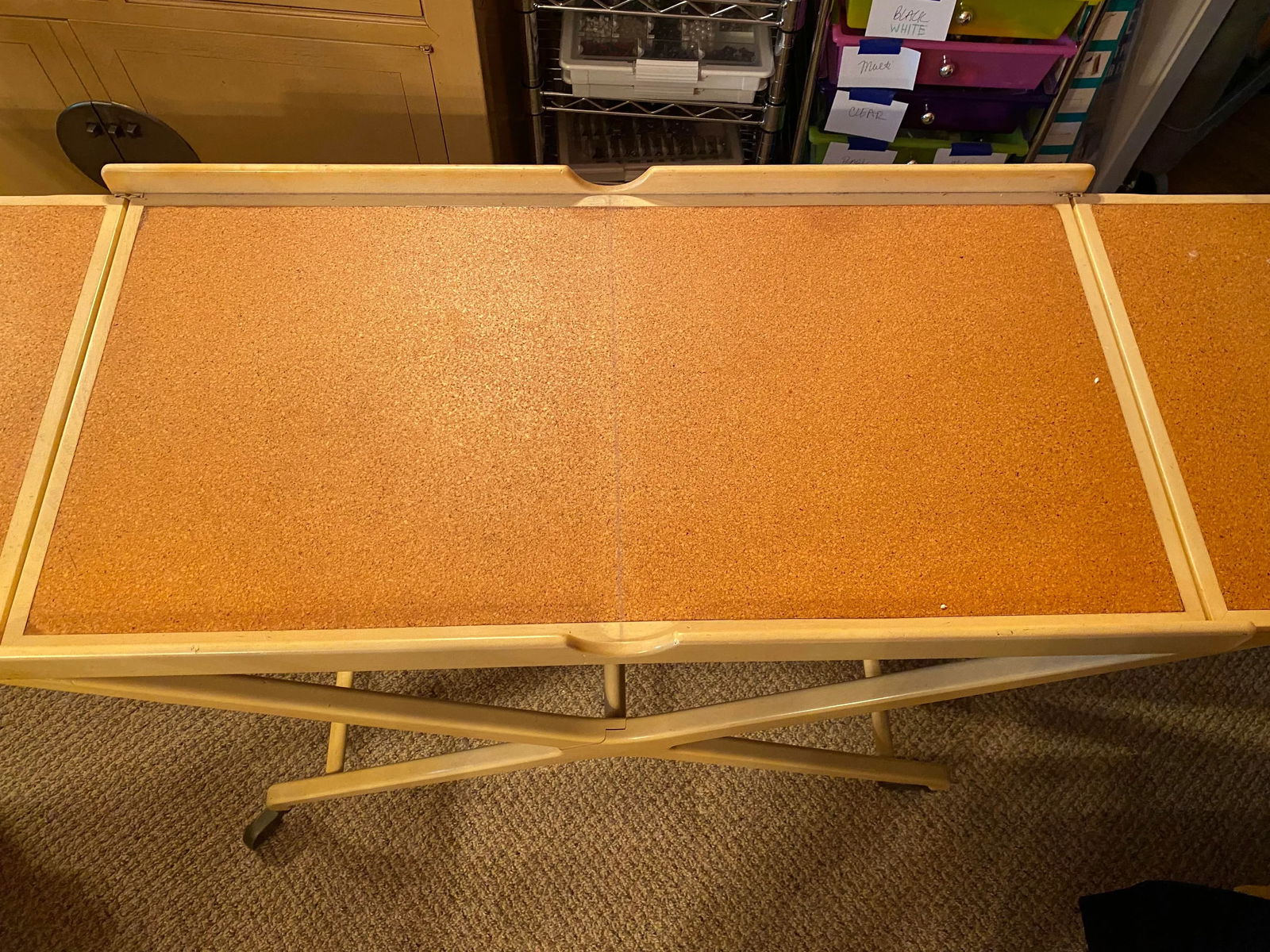 1950s Baker Furniture Expandable Oak and Cork Top Bar Cart by Italian Designer Cesare Lacca - 4