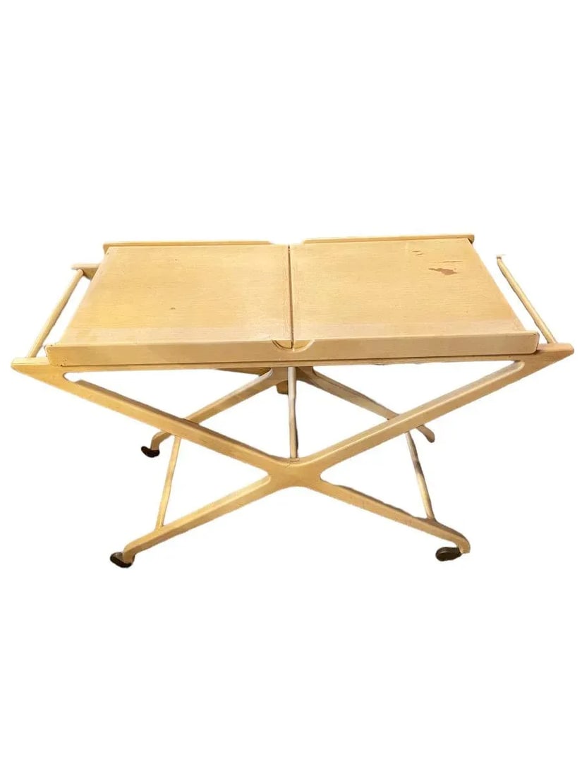 1950s Baker Furniture Expandable Oak and Cork Top Bar Cart by Italian Designer Cesare Lacca - 8