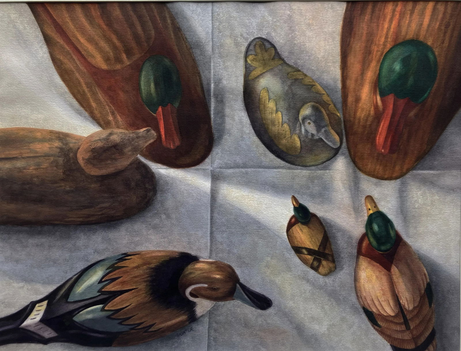 Sitting Ducks Patricia Hunter Realist Watercolor Painting - 9