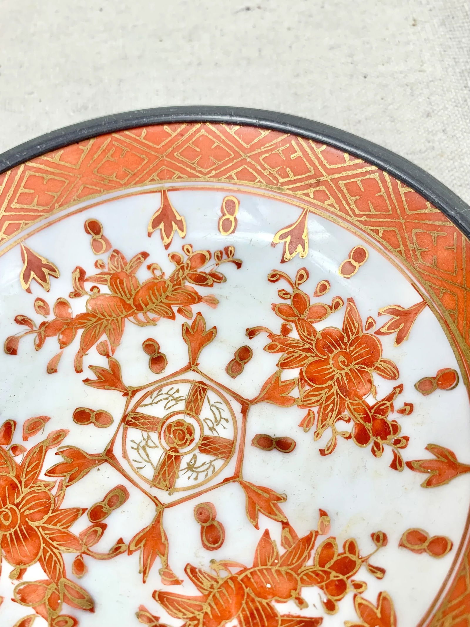 Vintage Imari Style Pewter Backed Catchall - 5